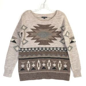 American Eagle Cropped Mock Neck Knit Sweater Ladies Small Green Cotton Blend